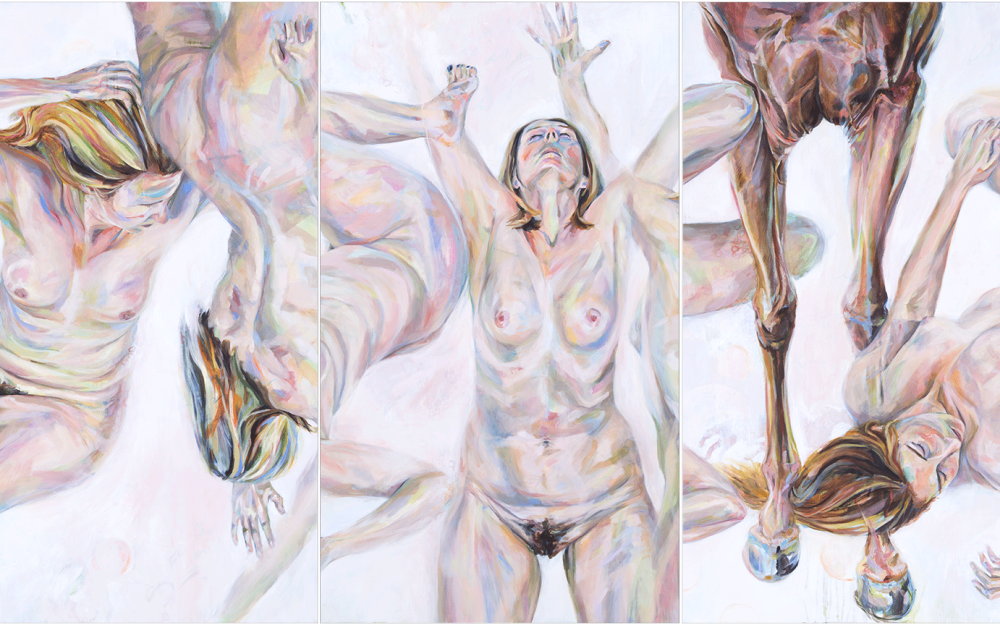 Oil painting on 3 panels, by Claire Brandt, titled 