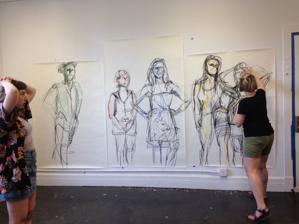 Claire Brandt drawing 5th model at open studios