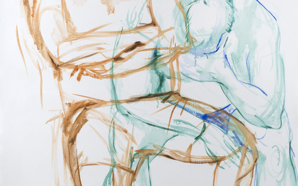 oil paint study of man, 2 figures