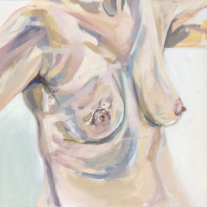 oil painting of my torso and bare breasts healing after surgery.