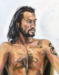 oil painting portrait of LC, showing face and upper body.